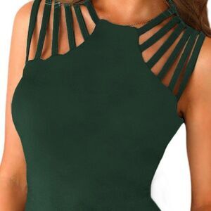 NWT Green Brief Studded Detail Multi-Strap Casual Tank